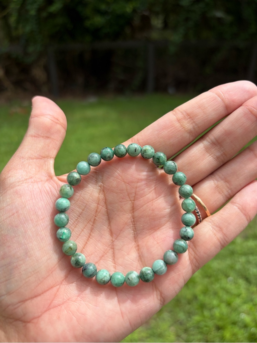 Natural Emerald Bead Bracelet